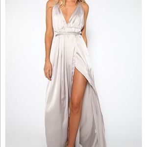 Silver wrap maxi dress